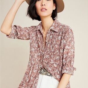 Anthropologie - Pilcro - Liberty Floral Pink Sasha Boyfriend Shirt